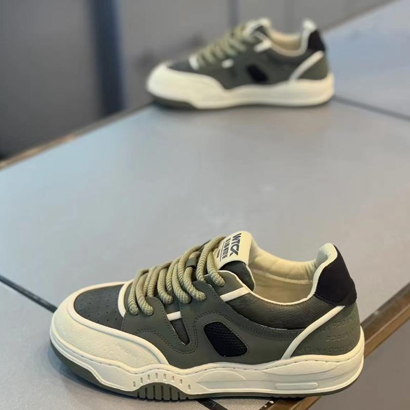 Spring new soft-soled low-top board shoes leather lace-up comfortable casual shoes dj