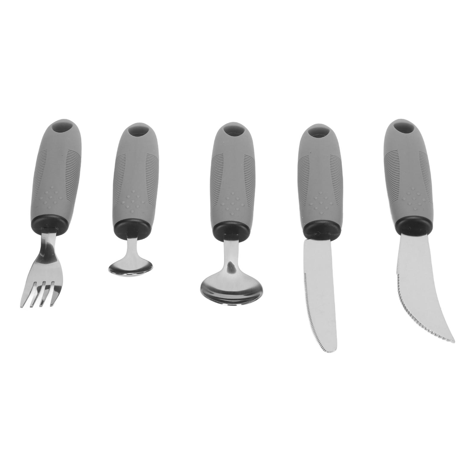 

5 шт. Бытовая утварь из нержавеющей стали с резиновой ручкой Ложка Вилка Набор для дома L