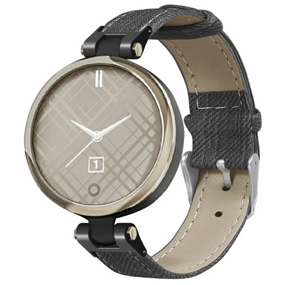 

For Garmin Lily Watch Band Denim Texture PU Leather Adjustable Strap Grey