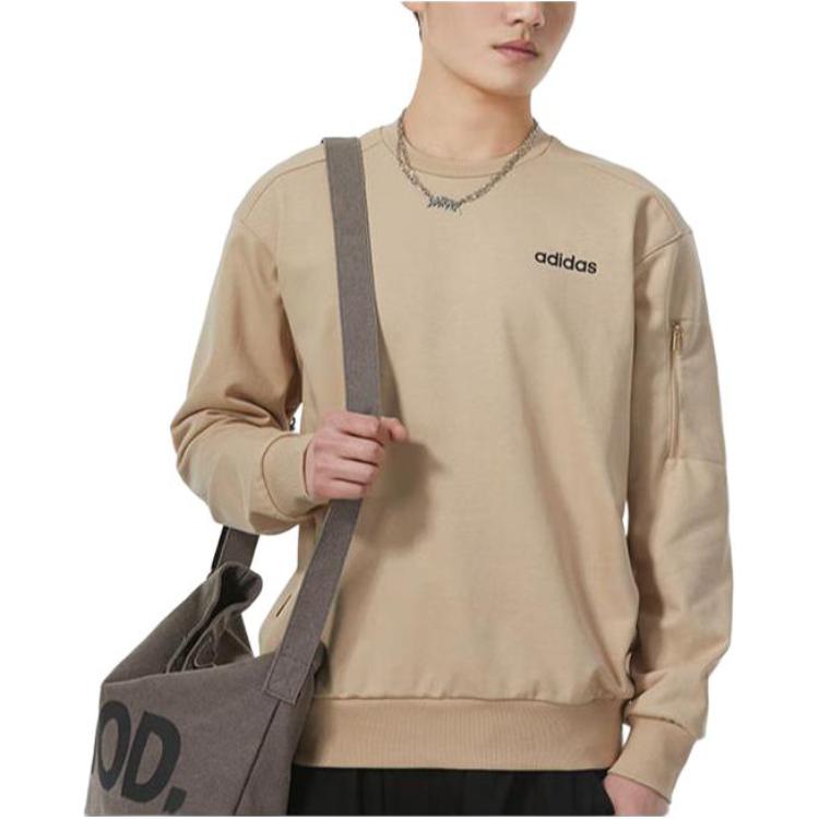 adidas Casual Long Sleeve Sweatshirt Men Tops Khaki JF3221