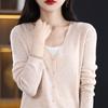 Women's Worsted Wool Mulberry Silk Cardigan, Qinghe Cashmere, 50% Wool 50% Mulberry Silk, Winter Knitted Pullover Autumn Sweater Cashmere Sweater