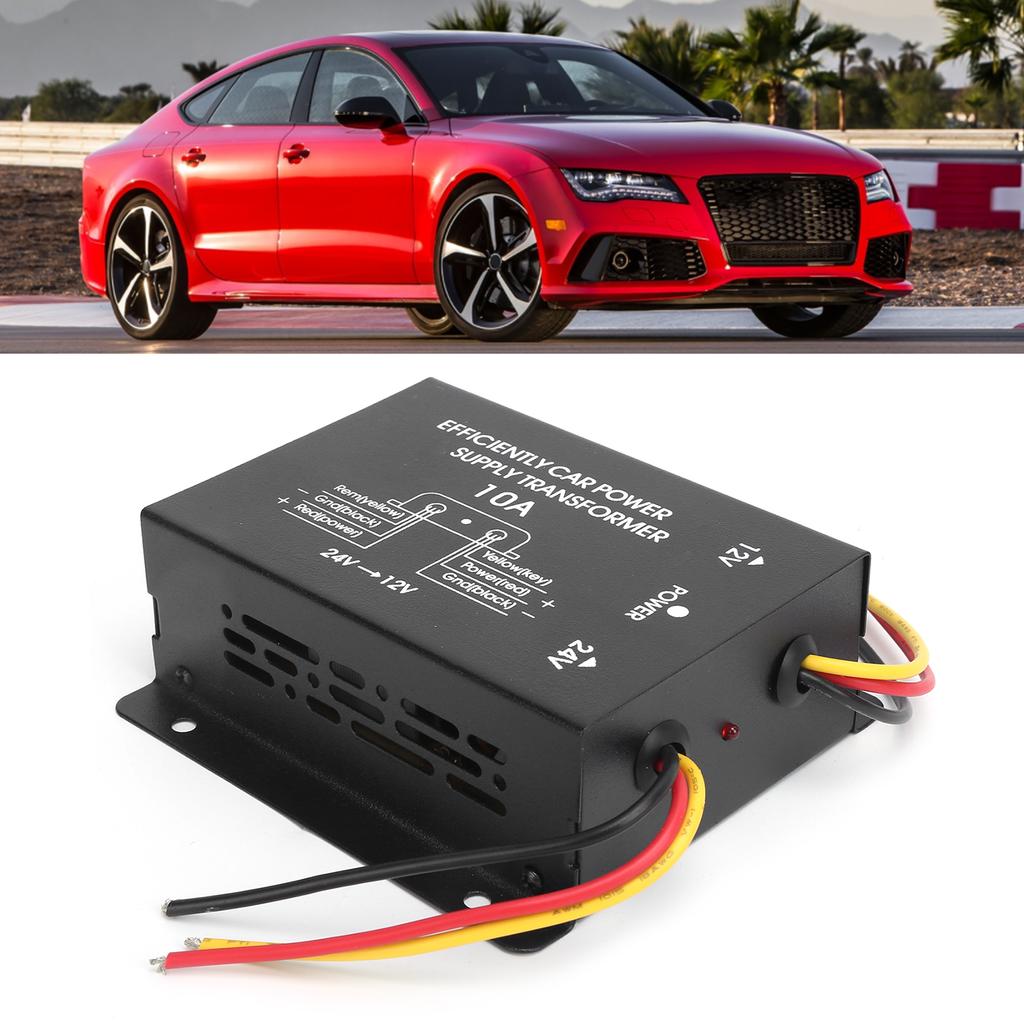 10A DC Power Converter 24V To 12V Voltage Buck Regulator Aluminum Alloy Shell for Car Stereo Radio