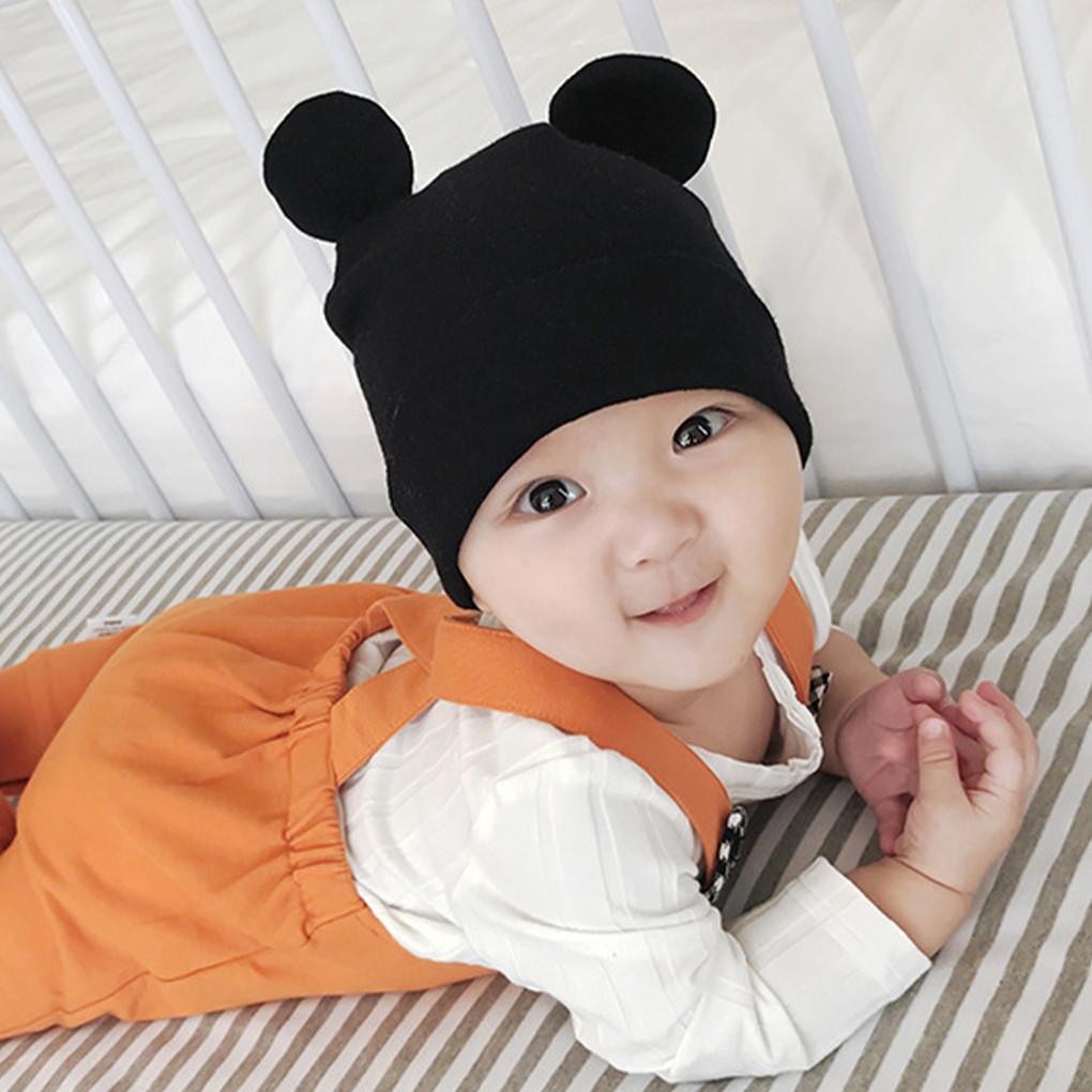 Baby Cap Cotton Unisex Baby Hat Elastic Black Ear Newborn Cap Head Scarf for Spring Autumn