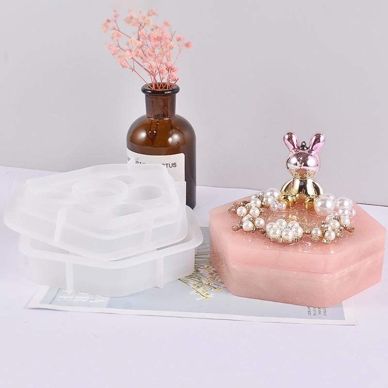 Altıgen Kutu Zar saklama kutusu Kalıp Takı Yüzük Kutusu El Sanatları Kalıp Takı Depolama için Uygun Diy Ev Dekorasyonu