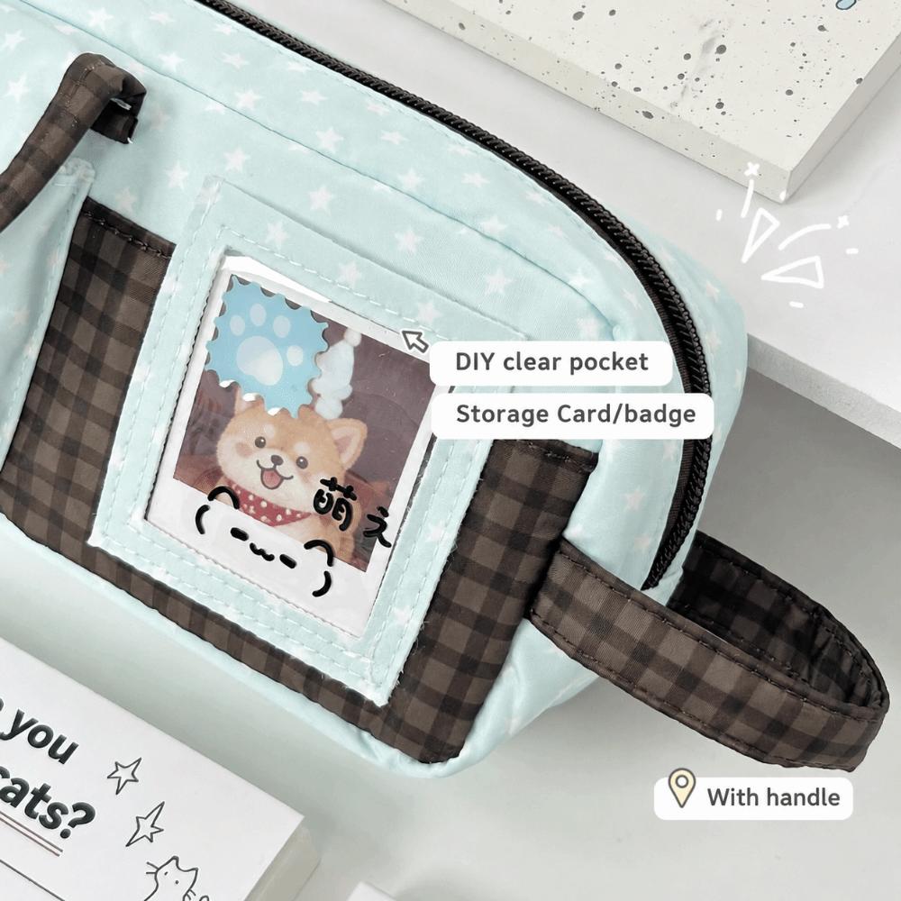 Large Capacity Pencil Case Cat Print Pencil Pouch Portable Pen Bag  Gift