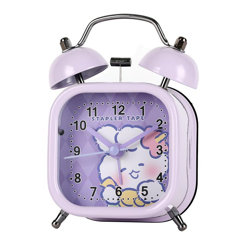 Square Contrasting Color Cartoon Alarm Clock Candy Series Cute Creative Quartz Bell Ringing Bell Wake-up Tool