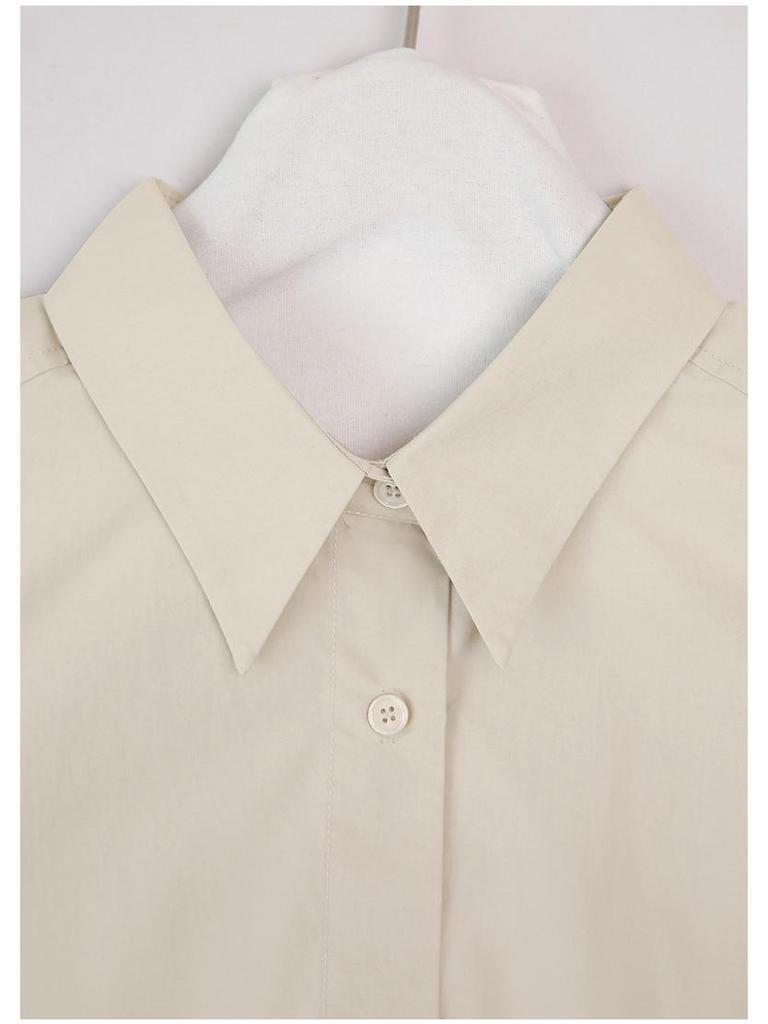 High-Density Long-Sleeve Women's All-Cotton White Shirt with Turn-Down Collar - Elegant Autumn Commuter Style
