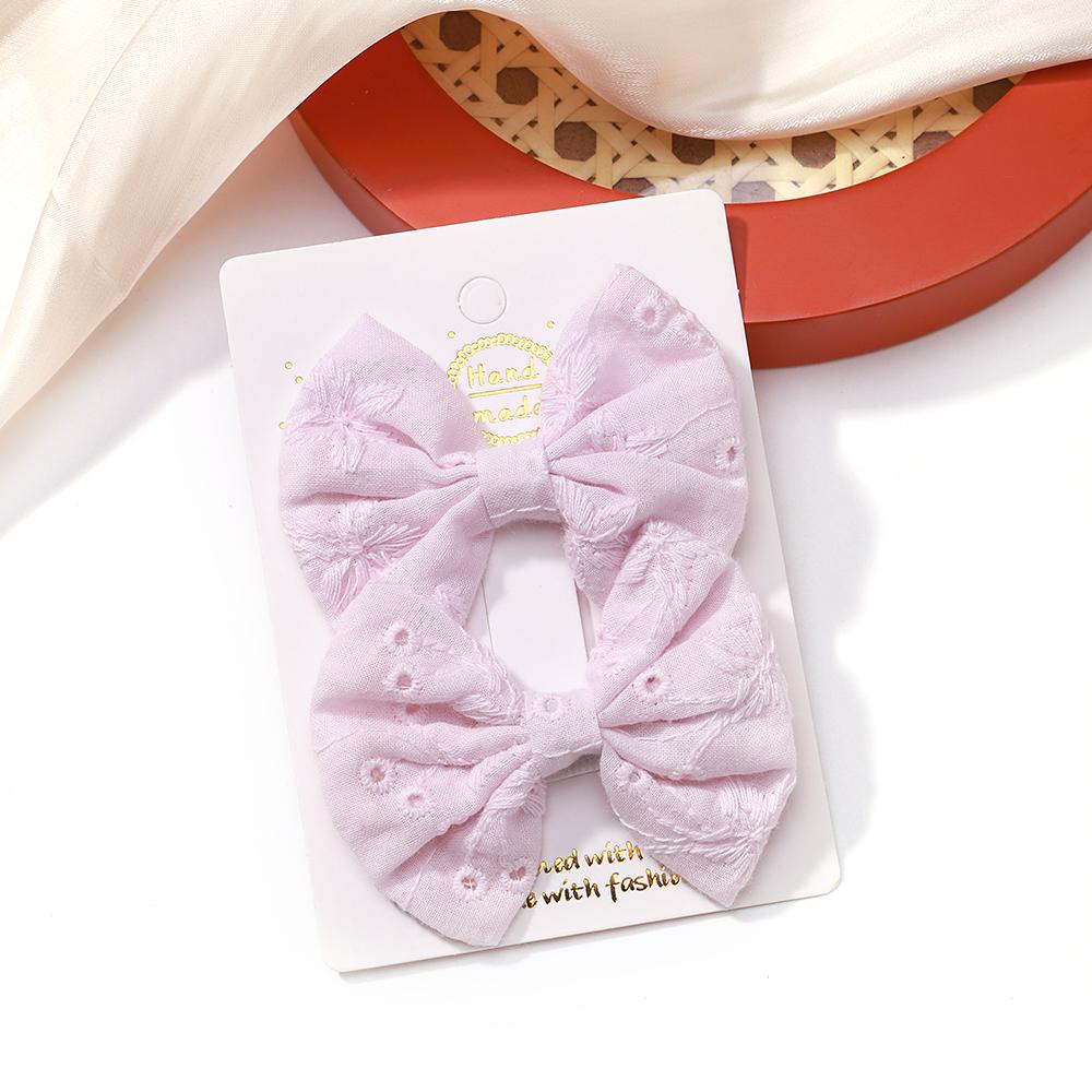 2pcs/set Embroidery Bows Hair Clips Solid Hairpins Girls Handmade Cotton Barrettes Kids Butterfly Hair Pin Baby Hair Accessories
