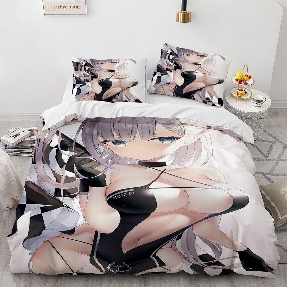 Kawaii Anime Sexy Girl Bedding Set Boys Girls Twin Queen Size Duvet Cover Pillowcase Bed Kids Adult Fashion Home Textileextile