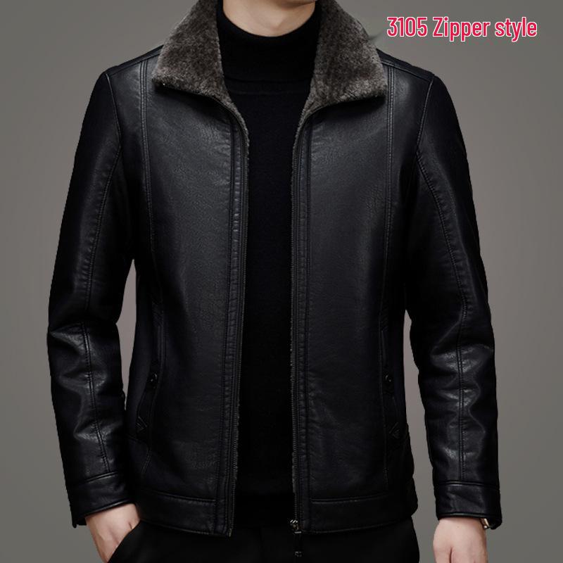 Pierre Cardin Men's Winter Sheepskin Leather Jacket with Fur Lining