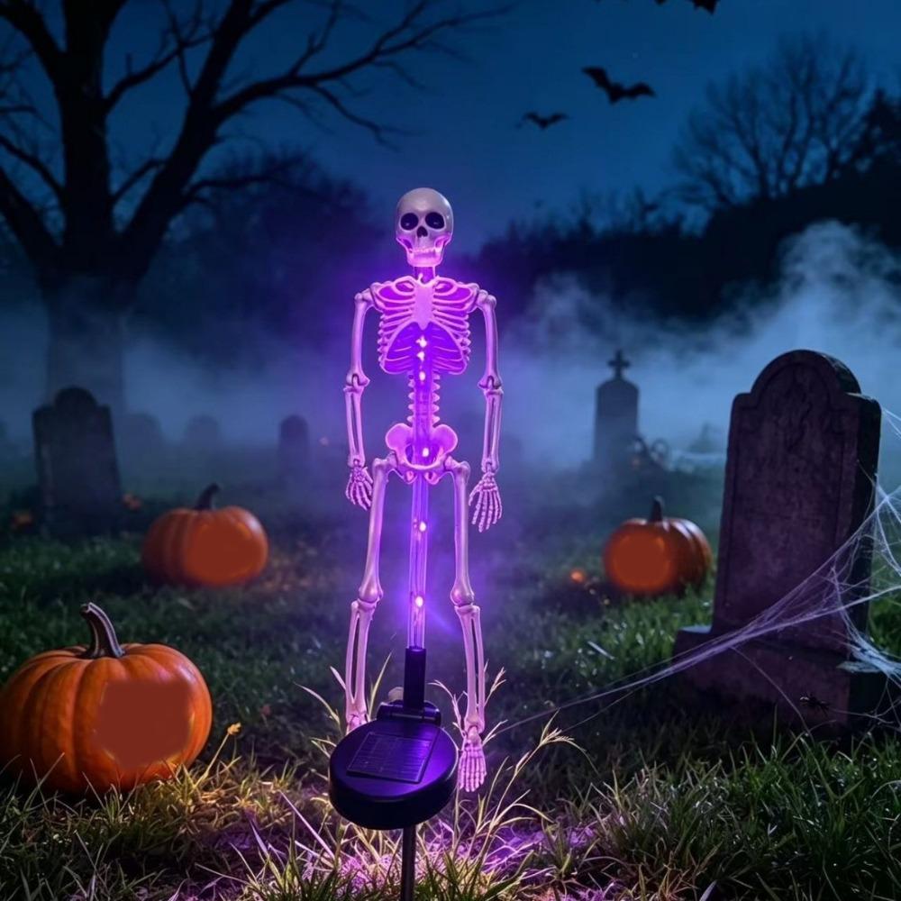 Wasserdichte Halloween Solar-Erdspießleuchten Realistischer Skelett Schädel Festliche LED-Lichter Außenbereich Garten