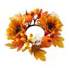 Candle Ring Artificial Wreath Pumpkin Rustic Maple Leaves Party Supplies Home Decoration Harvest Wreath Holiday Tabletop Party