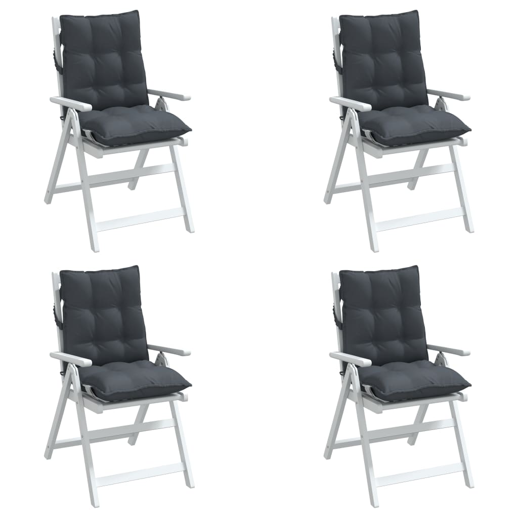 Low back Chair Cushion Set 4 pcs Anthracite Oxford Fabric