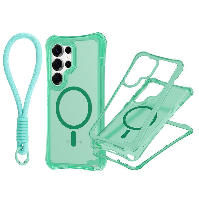 For Samsung S25 ULTRA Magnetic Skin-feeling Three-in-one Mobile Phone Case with Strap