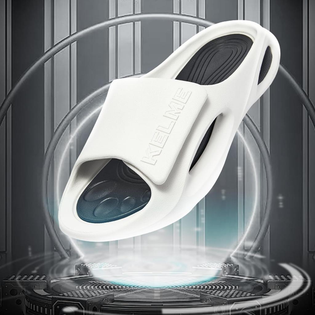 Kelme Sandalen, Mode-Flip-Flops, Hausschuhe, Duschsandalen, Sportsandalen, Leichtgewicht, Stoßdämpfend, Gepolstert, Strandsandalen (Weiß, 27,5cm)