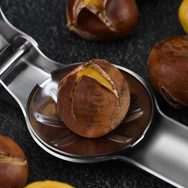 Abridor de Castanhas em Aço Inoxidável 304 em Forma de Cruz Ferramenta Multifuncional para Descascar Doméstica Clipe para Nozes Castanhas Cozinha Restaurante