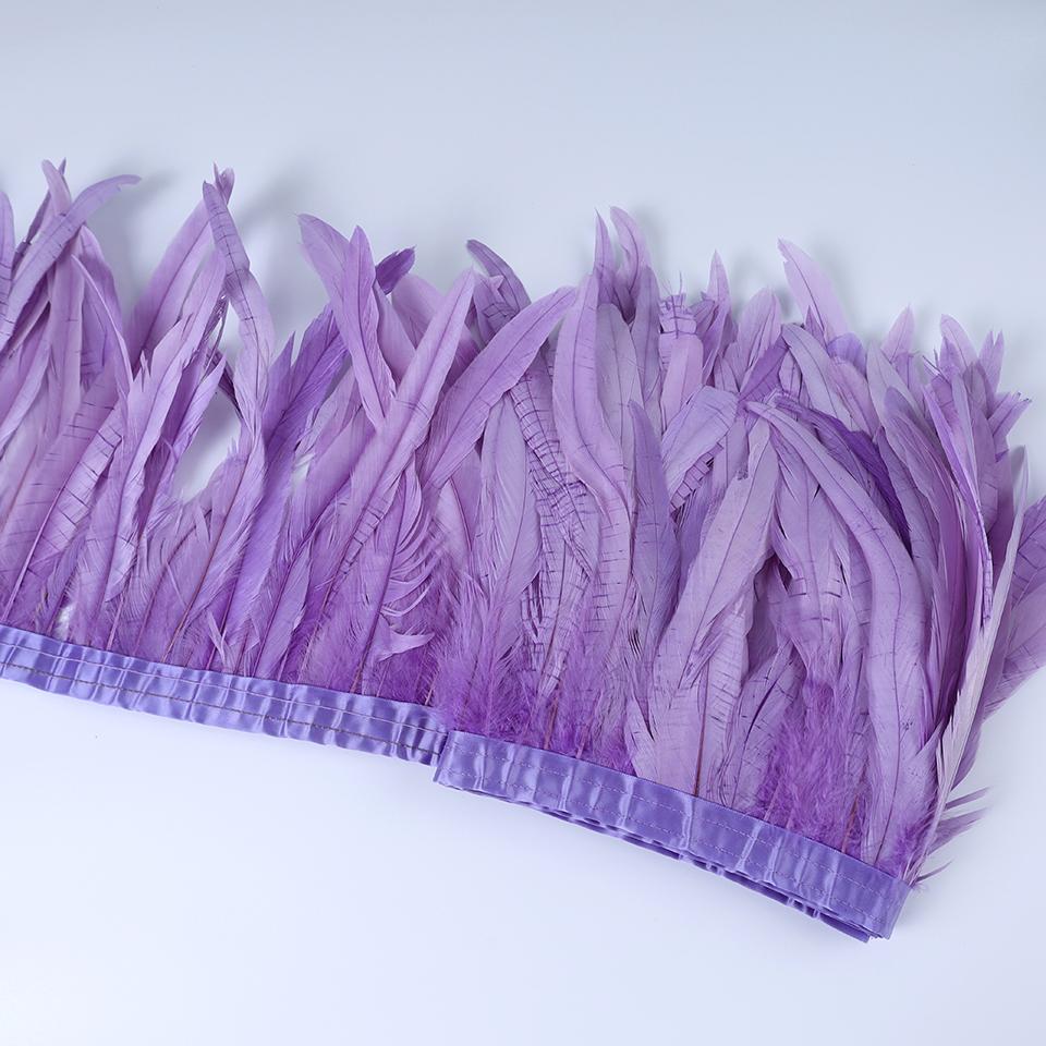 Rooster Feather Trims 2M Rooster Cock Tail Feather Fringes DIY Handicrafts for Clothes Ribbon Carnival Accessories