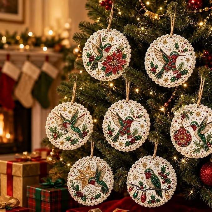 6-teiliges Set bunter Holz-Weihnachtsdekorationen