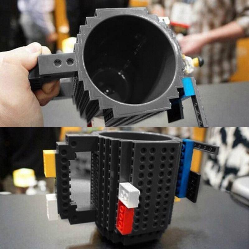 Bunter DIY Bausteinbecher mit 350 ml Fassungsvermögen Plastik-Kaffeetasse im europäischen Stil