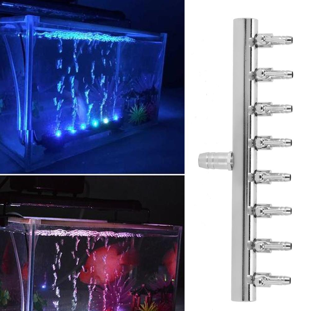 Stainless Steel Fish Tank Air Pump Splitter Distributor Aquarium Oxygen Pipe Control Valve Connector8 Way