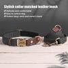 Personalized Dog Collar Leash PU Leather Dog Collars With Walking Lead Rope Free Custom Pet ID Necklace for Small Large Dogs Pug