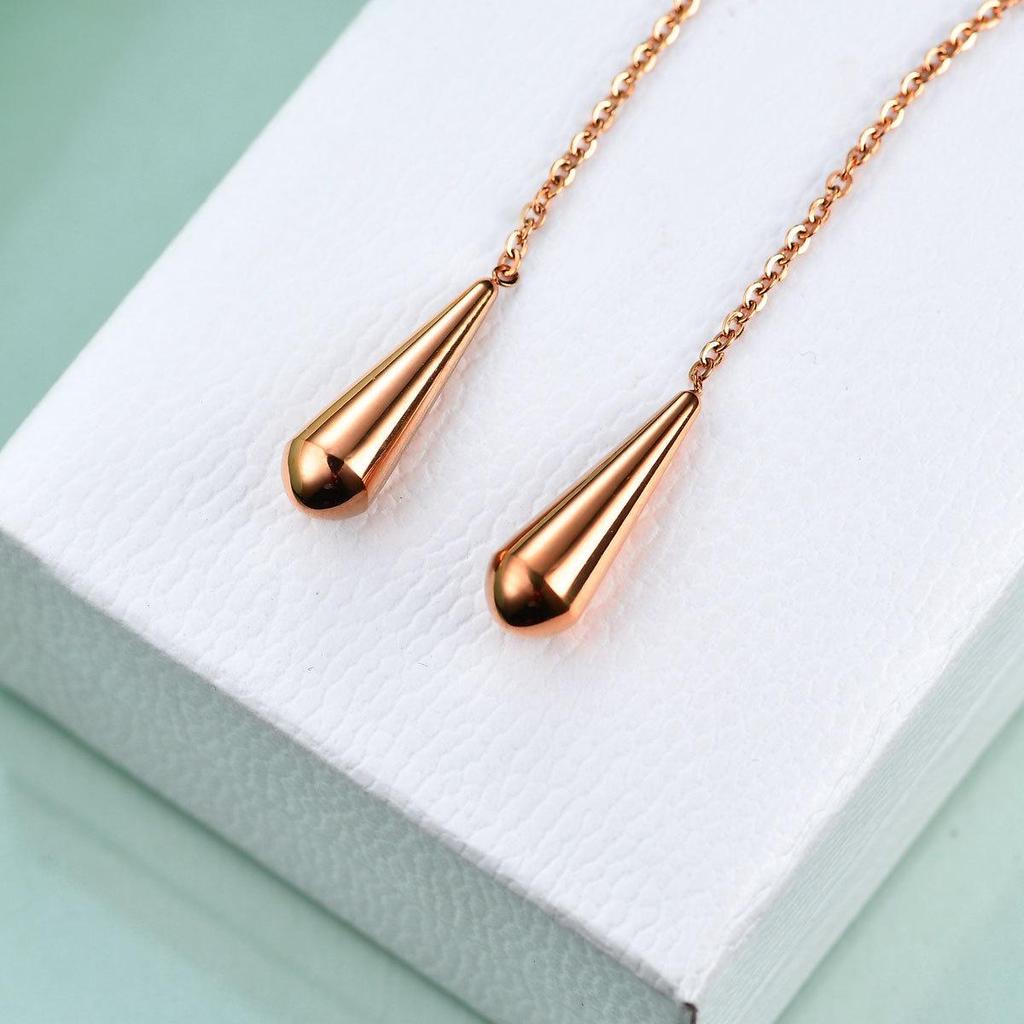 Simple Geometric Long Water Drop Earrings - European & American Fashion