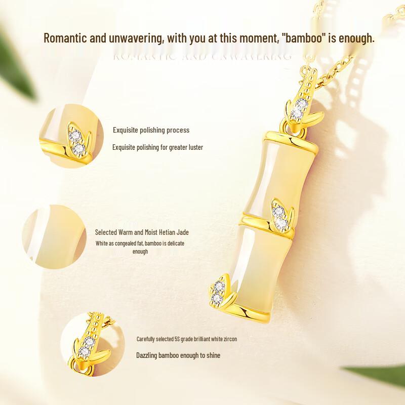 S925 Silver Bamboo Knot Hetian Jade Necklace
