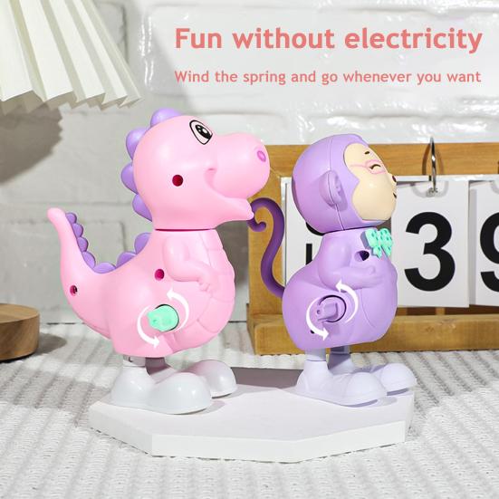 Wind-up Jumping Animal Toy Cow Squirrel Dinosaur Rabbit Penguin Chick Monkey Bird Walking Toy Toddlers Educational Interactive Clockwork Animal Toy