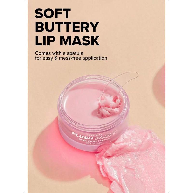 I Dew Care Overnight Lip Sleeping Mask - Plush Party | Buttery Vitamin C, Moisturizing Balm, With Cocoa Butter For Dry Lips, Glass Skin Look, 12g