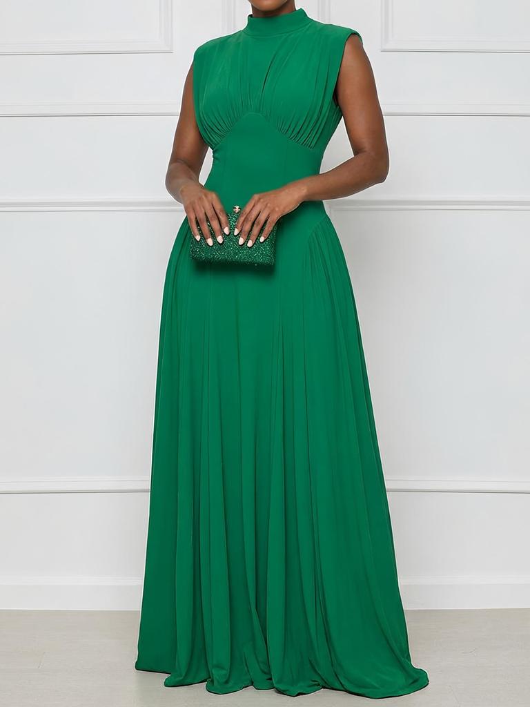 Women's Elegant Waist-Tie Solid Color Slim Dress
