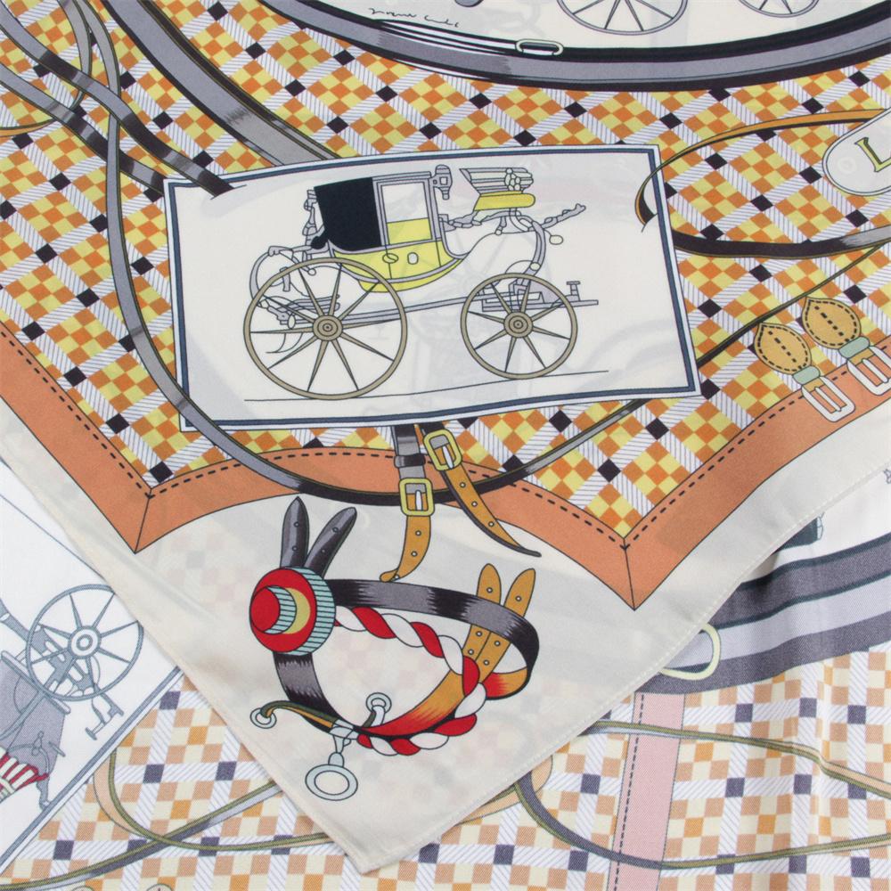 Silk Scarf Women Horse Printed Square Scarves Head Echarpes Silk Foulards Femme Wraps Beach Shawls Bandana Lady Hijabs 90CM