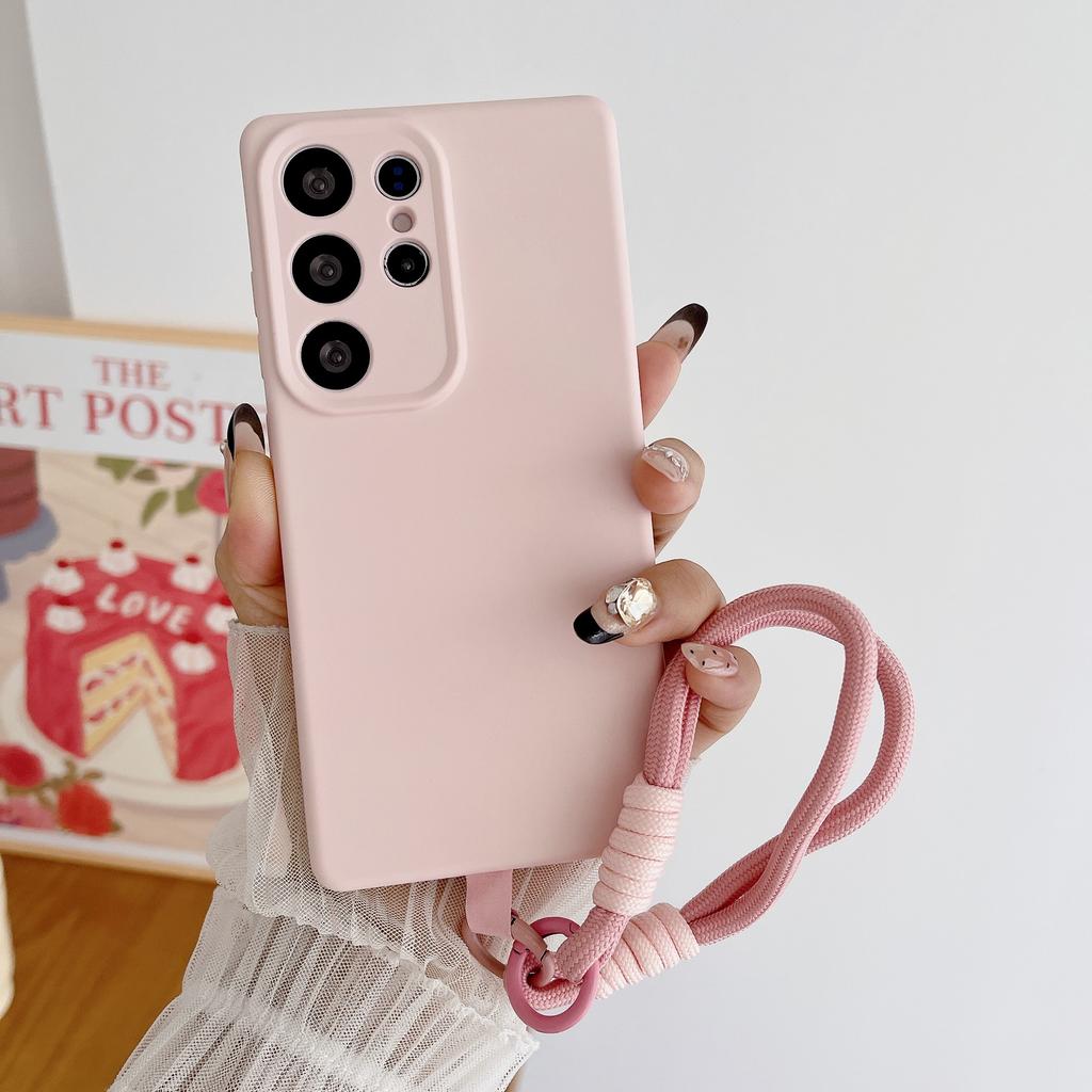 Suitable for Samsung S25 Ultra Mobile Phone Case Liquid Silicone S24Plus Hand Lanyard S23 New S22 Full Cover