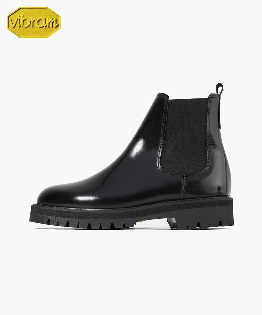 Firenze Atelier [Vibram] Standard Commando Sole Glossy Cowhide Chelsea Boots 9704-B [Black Box]