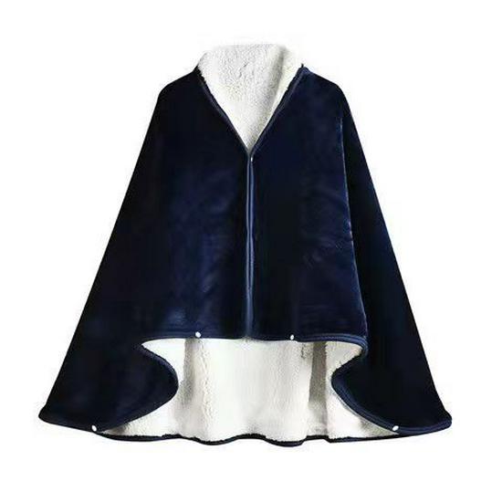 

Детское уютное фланелевое одеяло-шаль: Теплая накидка для сна и кондиционирования воздуха на осень/зиму 100cmX150cm Adult Detachable Hooded темно-синий