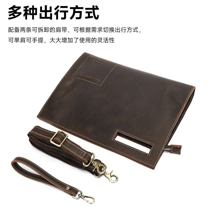 Crazy Horse Skin Men's Crossbody Bag Retro Simple Handheld Letter Package Business Travel Shoulder Men