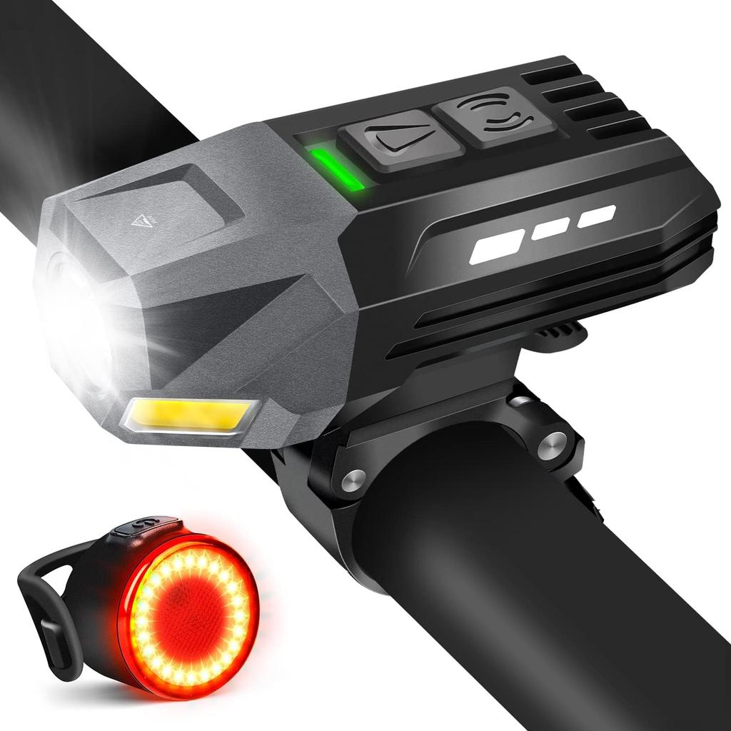 Bike Light Set, Rechargeable Bicycle Lights for Night Riding Front and Rear, Powerful Waterproof Bike Headlight, Easy to Install for Men Women Kids