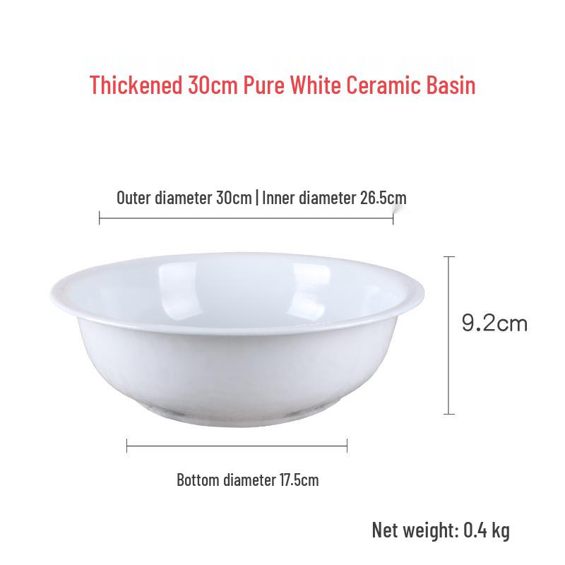 Classic Large White Enamel Basin for Washing, Mixing, and More: Thickened Design for Kitchen Use