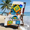 Custom Name Personalized Geometry Dash Print Beach Towel, for Trip Camping Beach Party Home Decor, Birthday Gift for Family & Friends