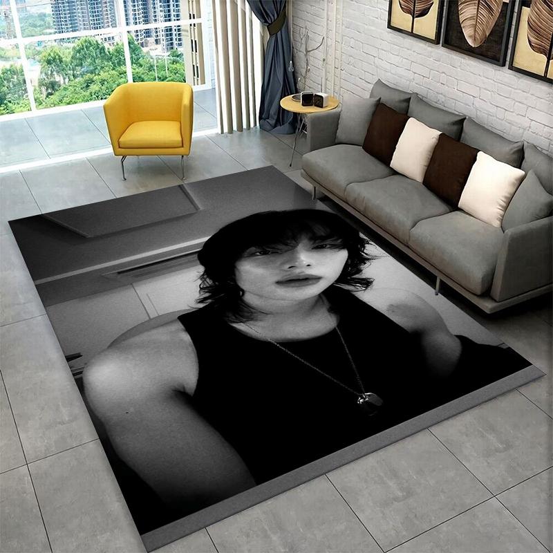 Fashion Kpop Hyunjin Stray Kids Non-Slip Area Rug for Living Room,Bedroom,Playroom,Soft Carpet Floor Mat Home Decor Rug Kid Room