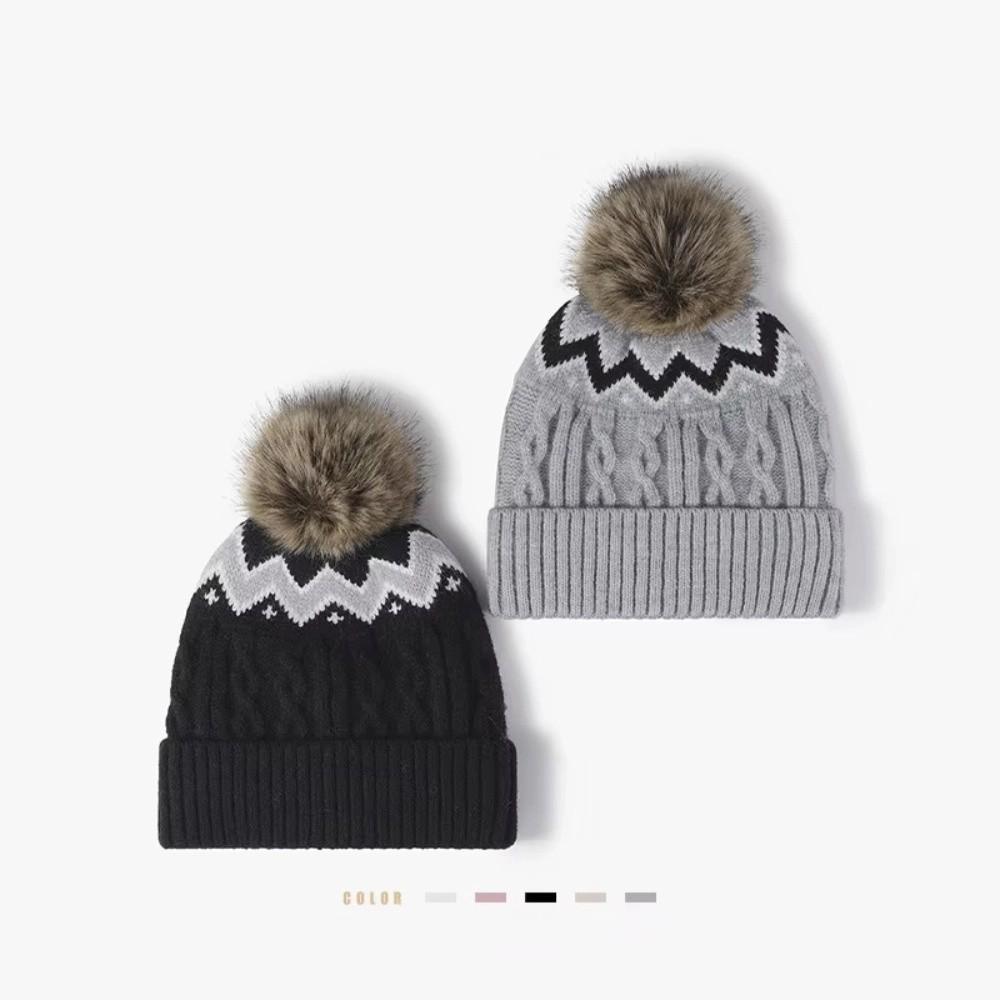 Thickened Knitted Hat with Pompom Winter Hat Warm Warm Cap  Men