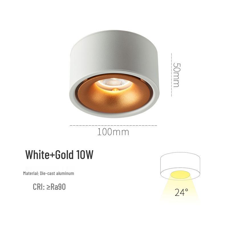 Ultra-thin Surface-mounted LED Downlight: No Hole Required, Round All-Aluminum Ceiling Light for Living Room.
