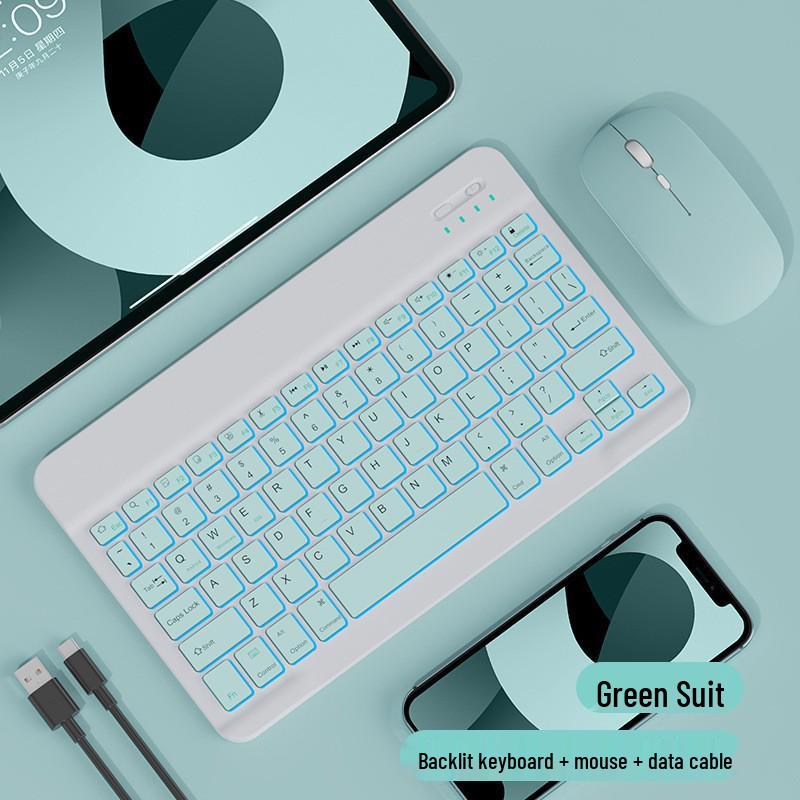 RGB Backlit Bluetooth Keyboard & Silent Wireless Mouse for iPad, Huawei & Tablets