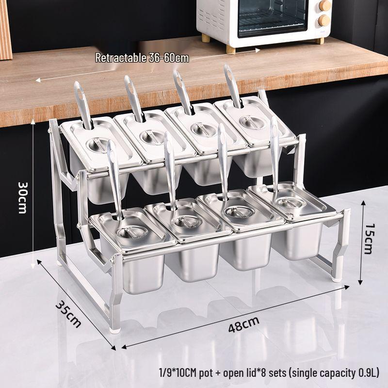 Commercial Stainless Steel Multi-Compartment Condiment Tray Set for Milk Tea Shop