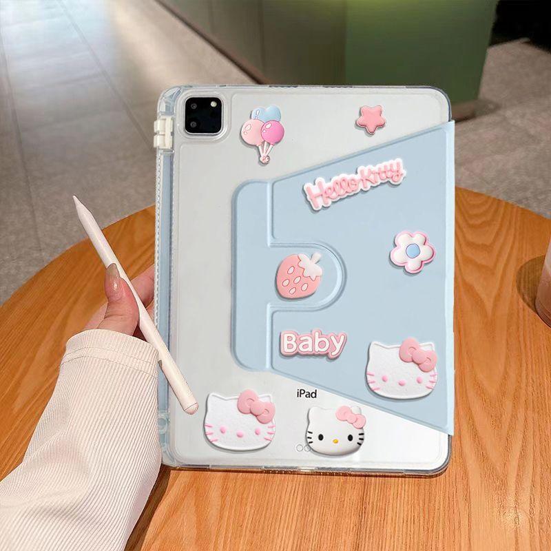 Cute Hello Kitty Smart Case For Xiaomi Pad 7 11.2in Mi Pad 6/6Pro 11inch 5 5 Pro 11inch Acrylic Rotating Stand Cover