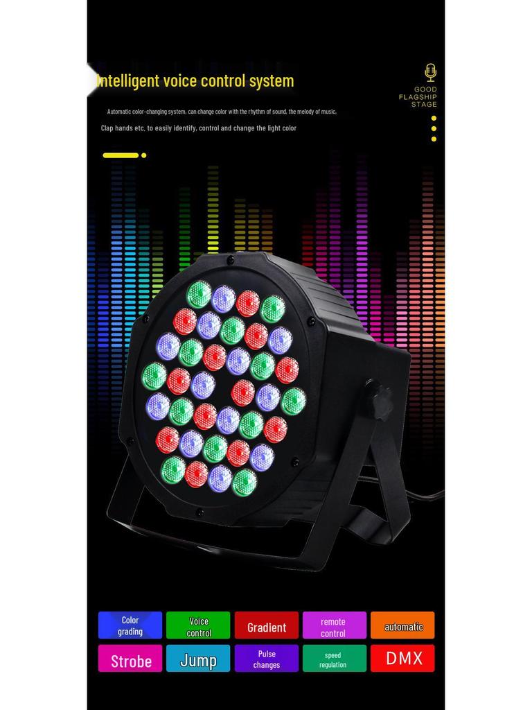 Set mit 4 Vollfarb-Bühnenlichtern mit 36 LEDs - Par, Disco, Bar, Strobe