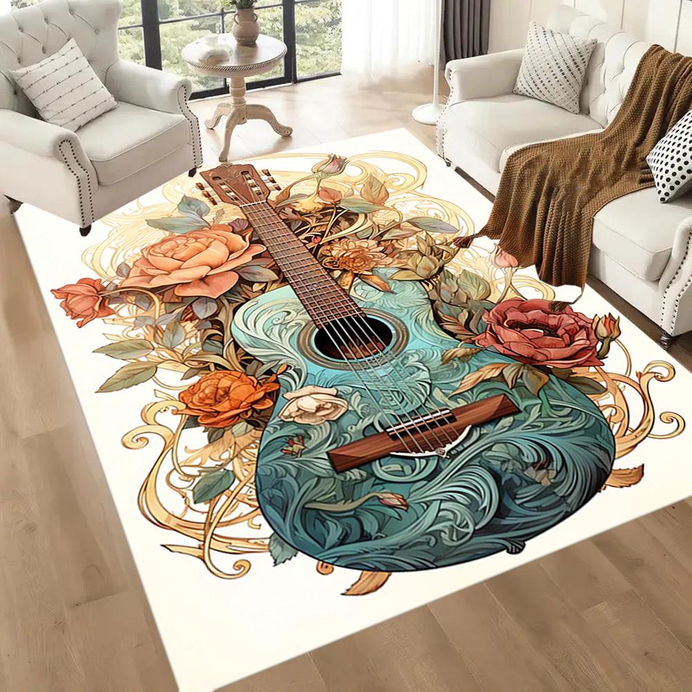 Guitar Art Abstract Floor Mats for Living Room, Bedroom and Room Decoration Are Suitable for Gifts.