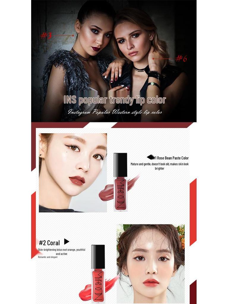 MYBOON Waterproof Matte Lip Gloss, Long-Lasting, Non-Stick, Moisturizing, Highly Pigmented, Rose Bean Paste & Milk Tea Shades, 12 Colors (B30)