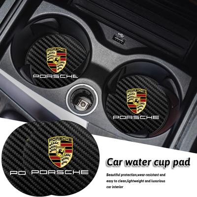 2 Pièces Porte-gobelet Imperméable Antidérapant pour Voiture Tapis pour Tasse à Eau Pour Panamera Taycan 911 718 Macan Cayenne Boxster Cayman 918