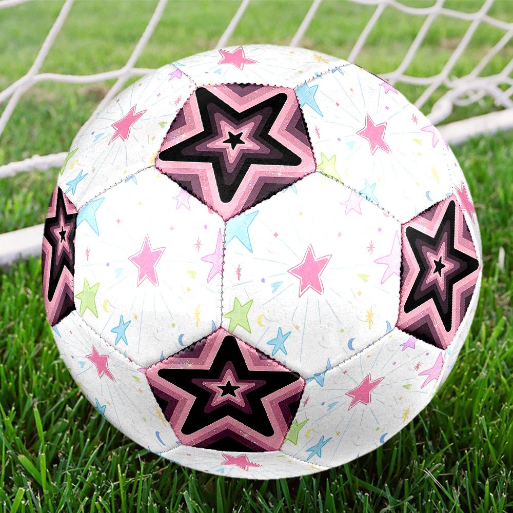 1PC Starry Sky Fantasy Pink Star Kaleidoscope Soccer Ball Size 5 Football Machine Sewn Indoor/Outdoor Universal Football A52 Size 5