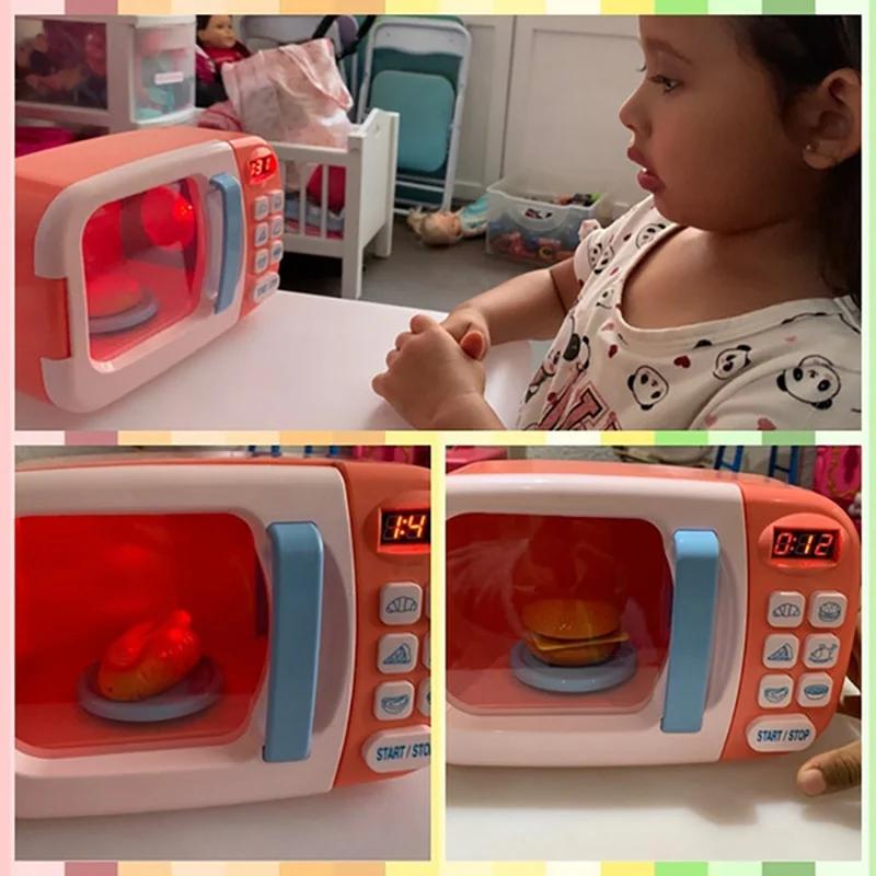 Brinquedos de cozinha do miúdo simulação forno microondas brinquedos educativos mini cozinha comida fingir jogar corte papel jogando meninas brinquedos